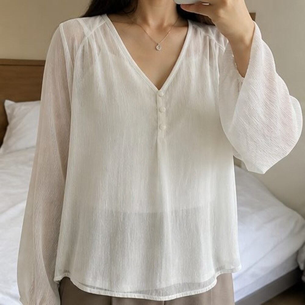 Ivory V Neck Top - Picture 2 of 6